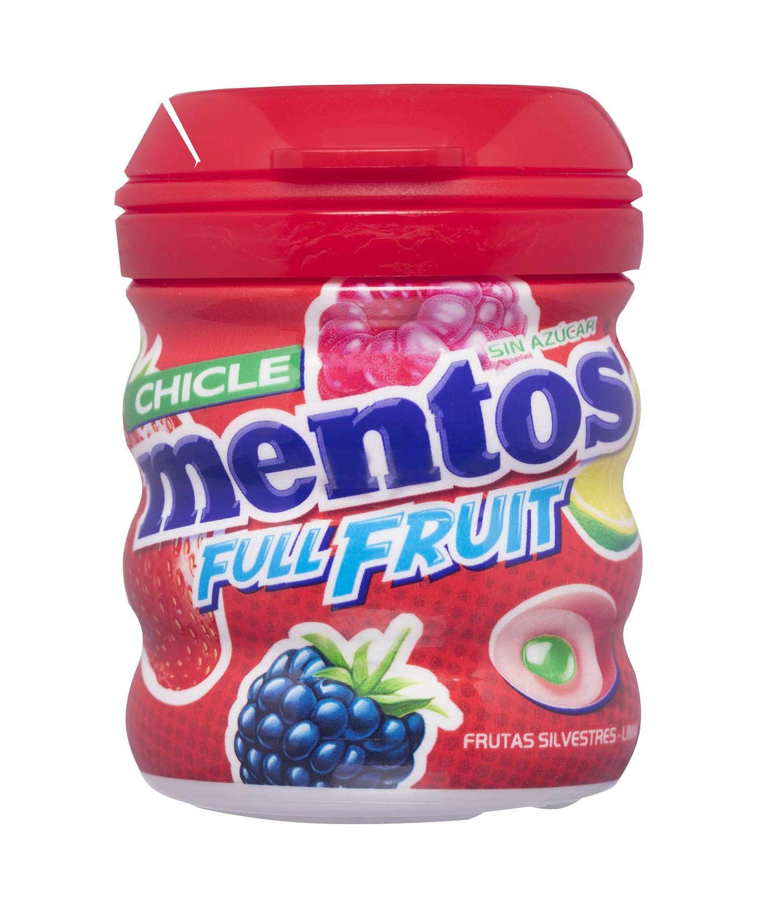 Mentos Bote Chicle Frutas Silvestres, Sin Azúcar - 6 unidades de 60 gr. (Total 360 gr.)