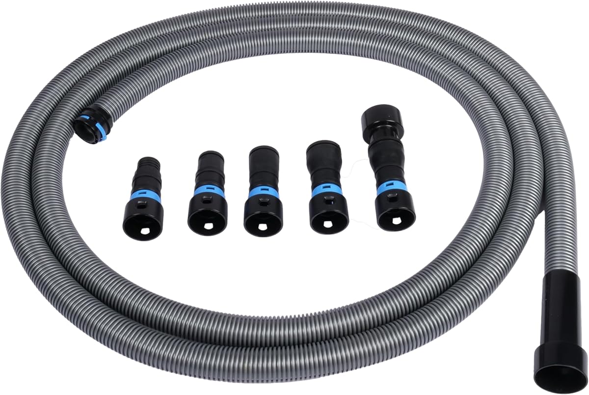 94720 Quick Click 20 Ft. Hose for Home and Shop Vacuums with Expanded Multi-Brand Power Tool Adapter Set for Dust Collection