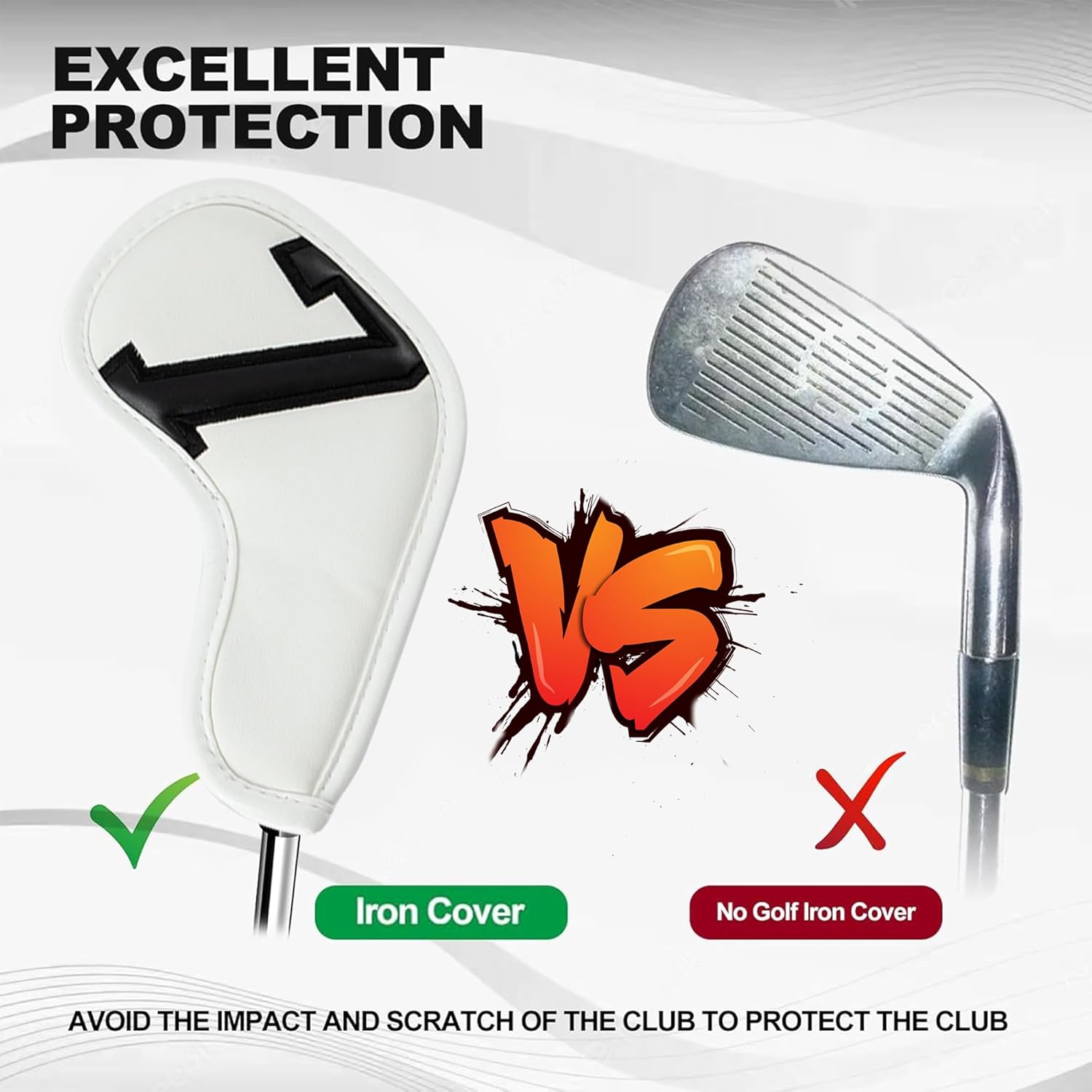 Golf 10pcs/12pcs Thick Synthetic Leather Golf Iron Head Covers Set Headcover Fit All Brands