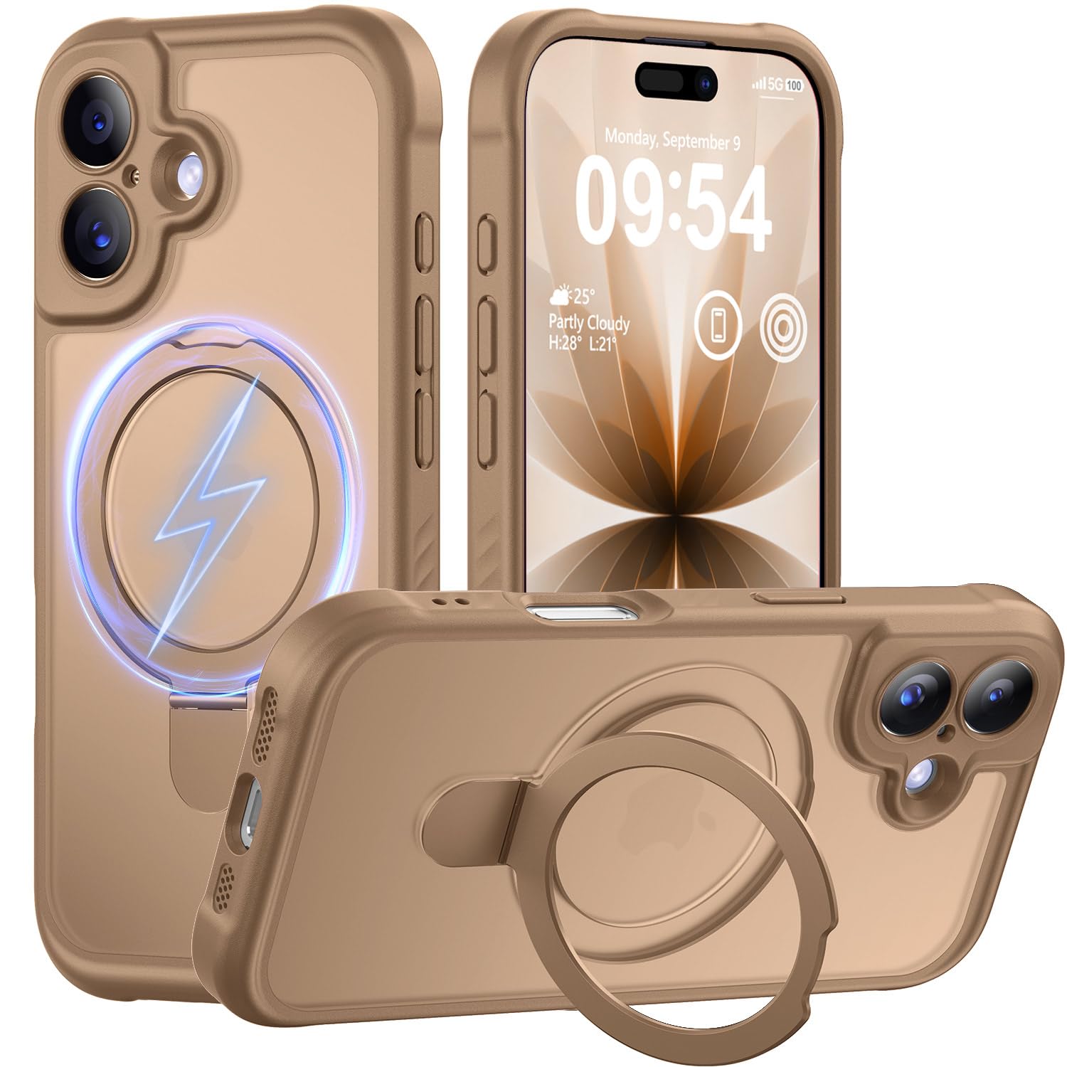 MOCCA Magnetic for iPhone 17 Case with Stand,Brown