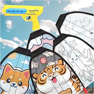 Kite Launcher Toys Set Including 2PCS Kite Toy 1 Launcher Ejection Launcher Ejection Kite Beach Toy Funny Beach Kite Toy Outdoor Toys Set Kite Beach Toy for Kids (Size : Blue-3kite pcs)