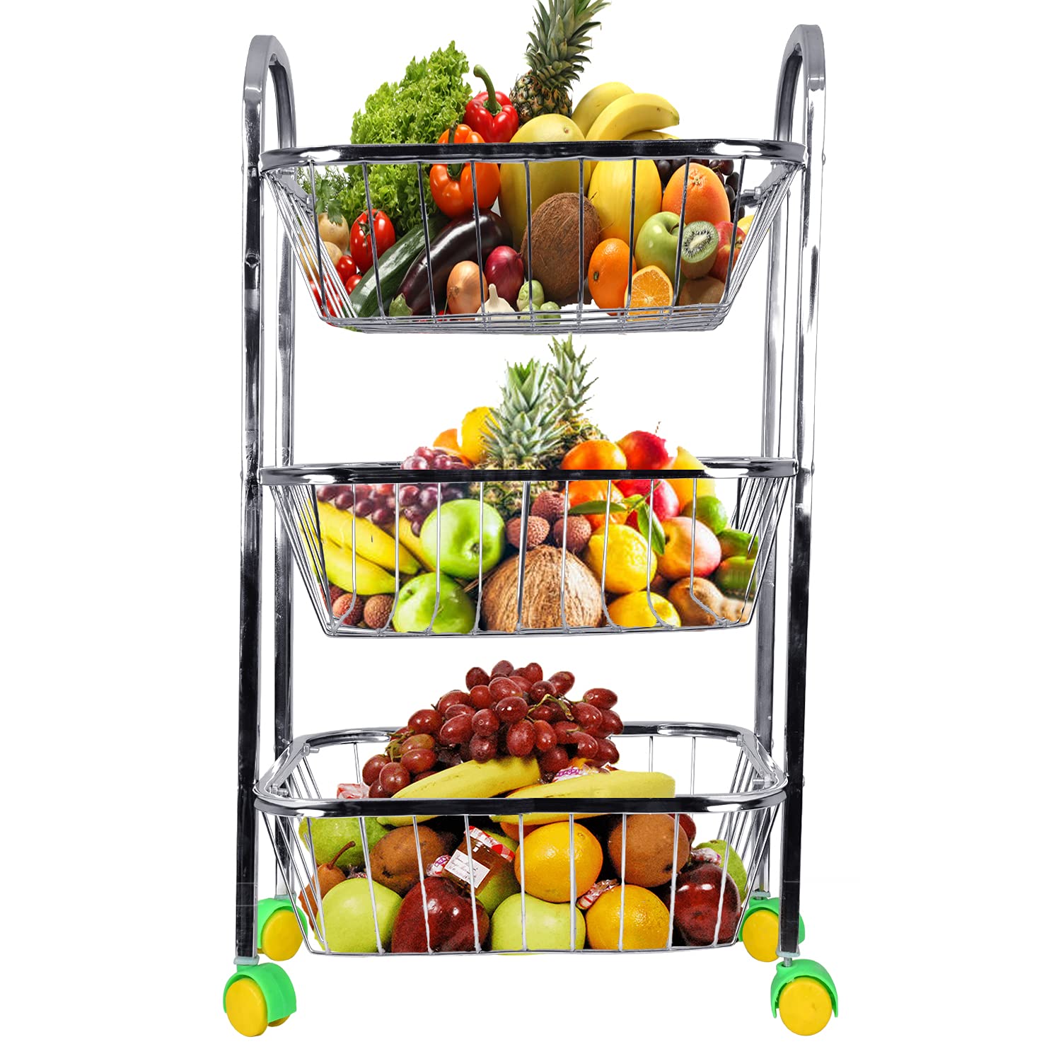 PEACHBERRY Portable Stainless Steel 3Tier Kitchen Trolley Kitchen