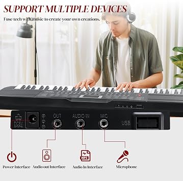 Ktaxon 61 Key Keyboard Piano Electric Keyboard with Lighted Keys