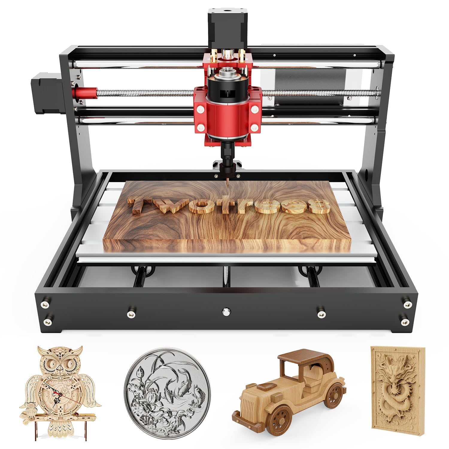Twotrees TTC 3018 Pro CNC Fräsmaschine, 3-Achsen Ganzmetall Fräsmaschine | 300x180x40mm Arbeitsbereich Desktop Graviermaschine für Holz/Acryl/MDF/PCB, GRBL-Gesteuert, DIY Holzschnitzen, Fräsen