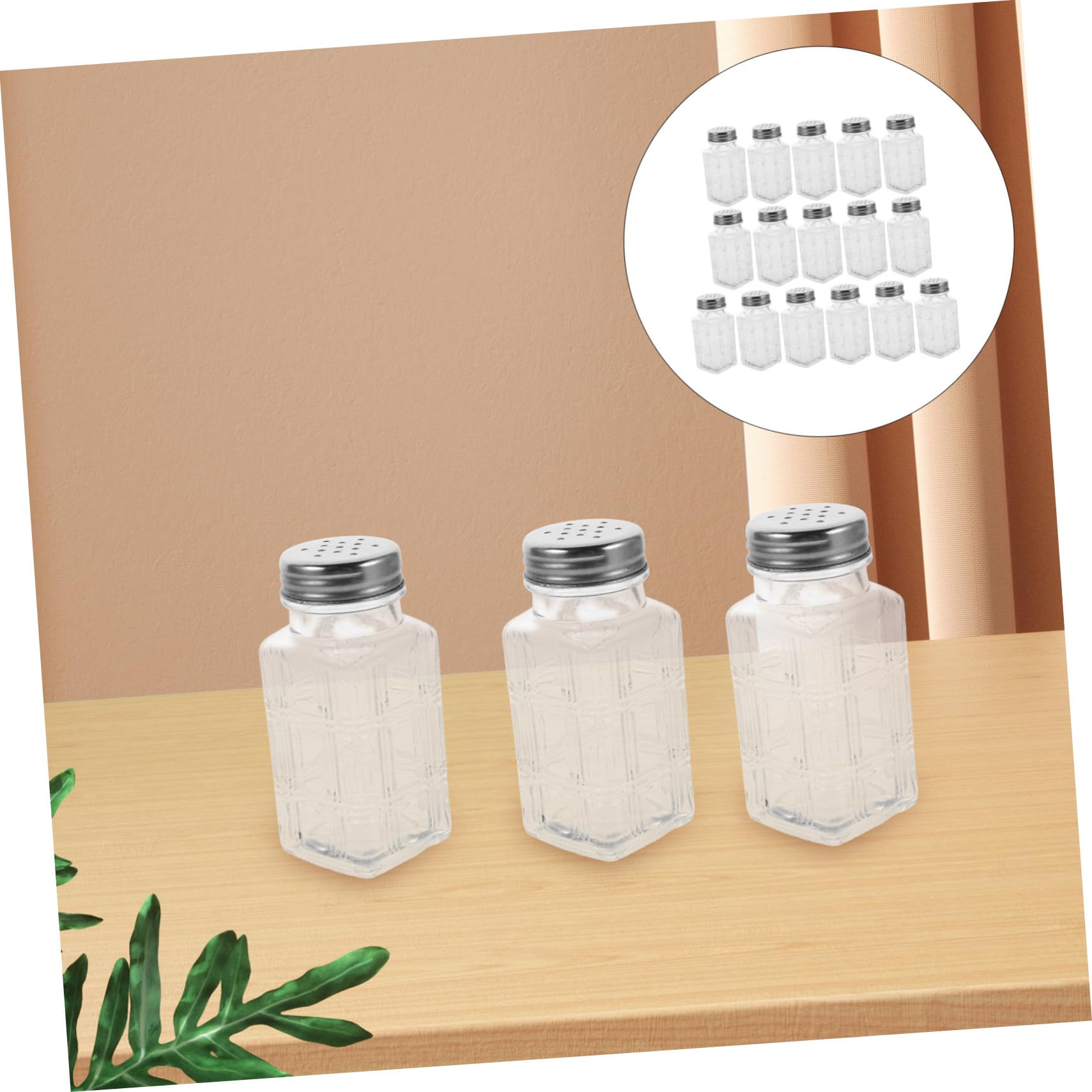 SOLUSTRE 16stücke Teiliges von Transparenten Gewürzgläsern aus Glas mit Deckeln zur Aufbewahrung von Gewürzen und Zutaten für Küche Quadratische Form für Stabiles Stand