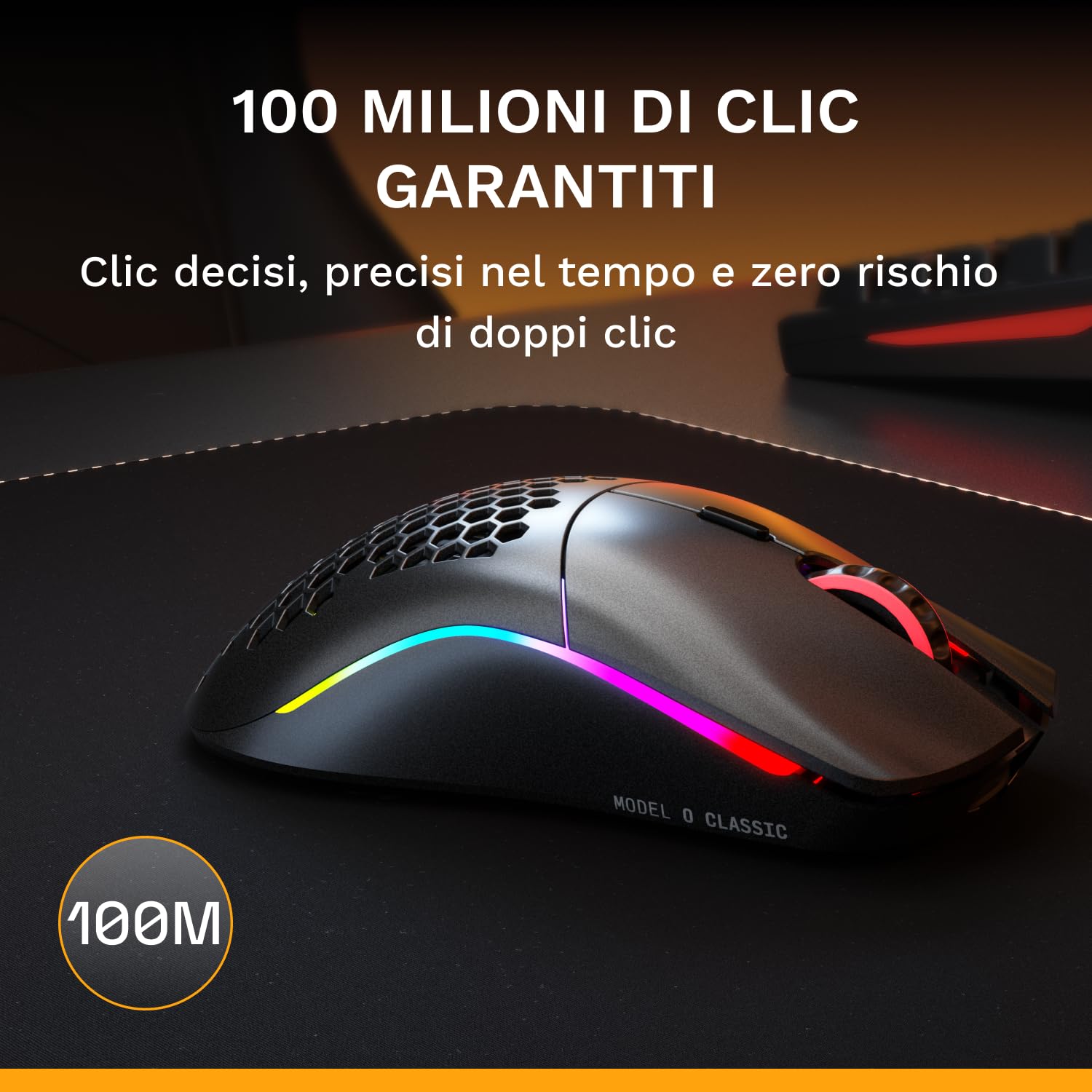 GLORIOUS Model O Classic Mouse PC da Gaming Wireless - Bassa latenza, sensore 19K DPI, Design a Nido D'ape (69 g), RGB Personalizzabile, Switch Meccanici da 100 mln di clic, Tasti programmabili - Nero