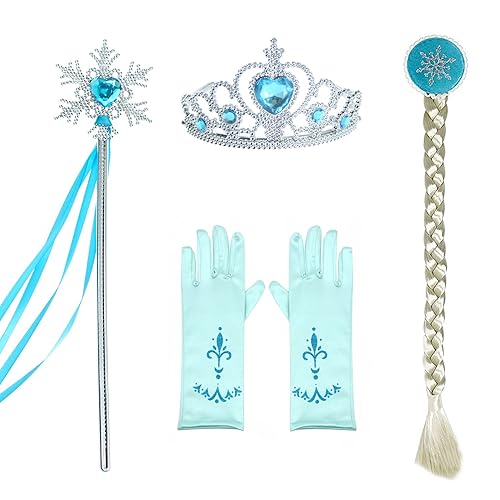 Princess Dress Up Party Accessories Set with Gloves,Crown,Snow Wand and