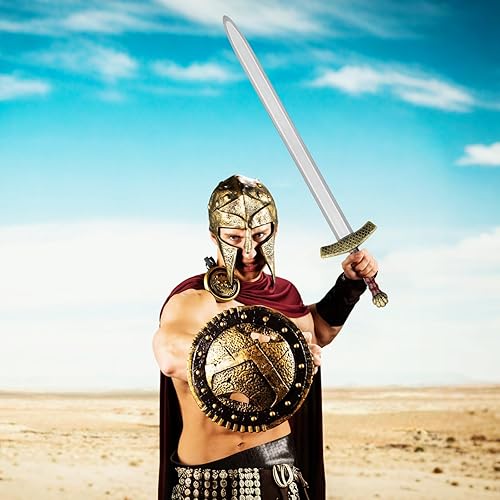 Miniatura 6 de King Arthur Espada de juguete, espada larga medieval de 35 pulgadas, espada de plástico, accesorios de disfraz de caballero medieval para accesorios