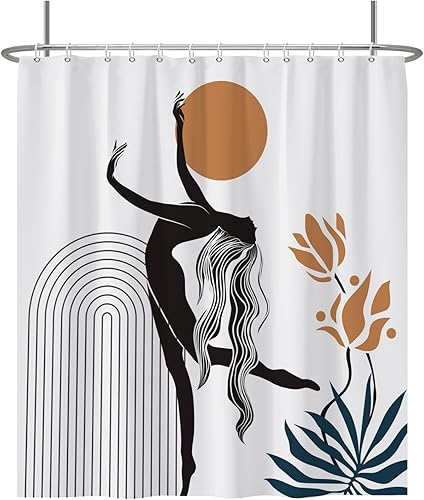 Miniatura 10 de Baocicco Cortina de ducha con flores de ciruelo, flores de cerezo rosa, cortinas de ducha decorativas para baño, cortina de ducha de tela