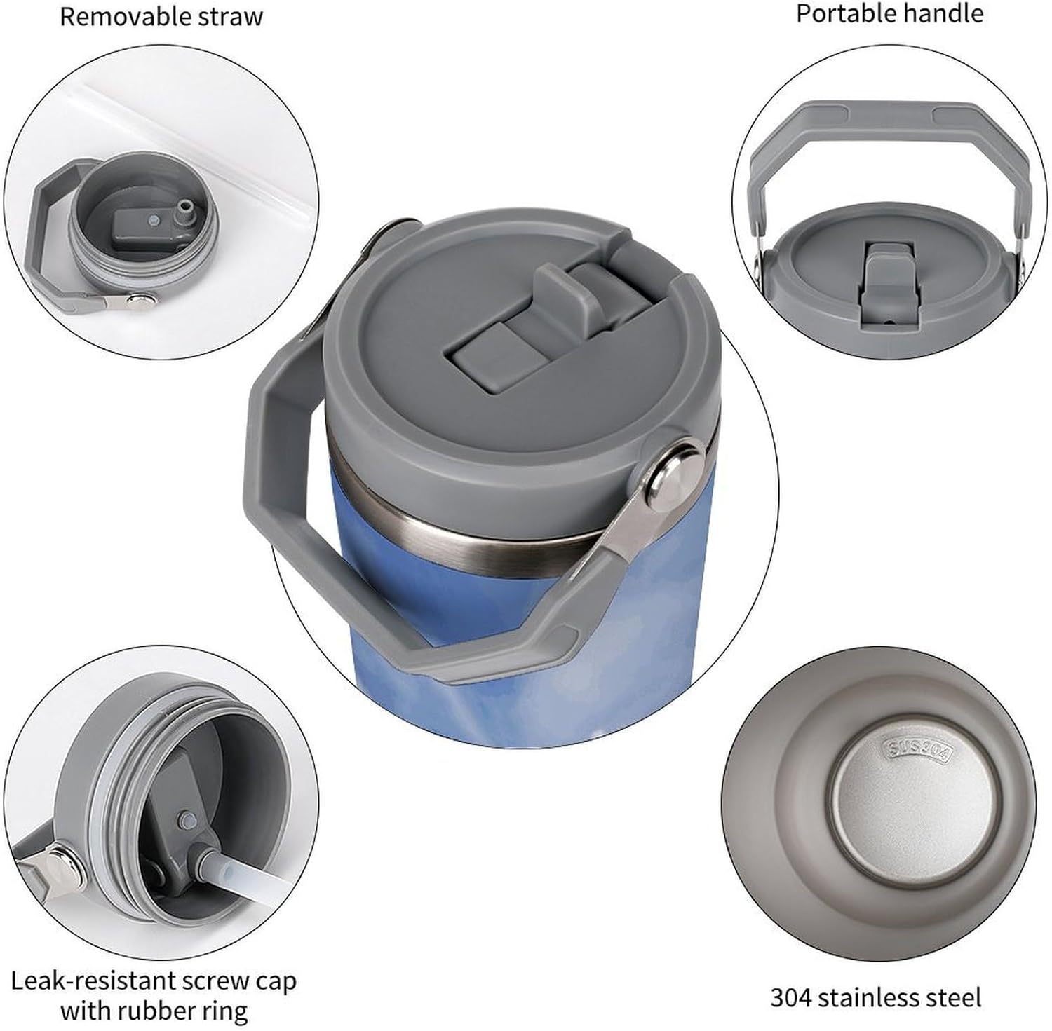 30oz Insulated Tumblers with Top Handle, Stainless Steel Maldives Scenery Car Cup with Straw for Gift, Leak-Proof Double Wall Vacuum Travel Mug, Personalized Water Bottles White