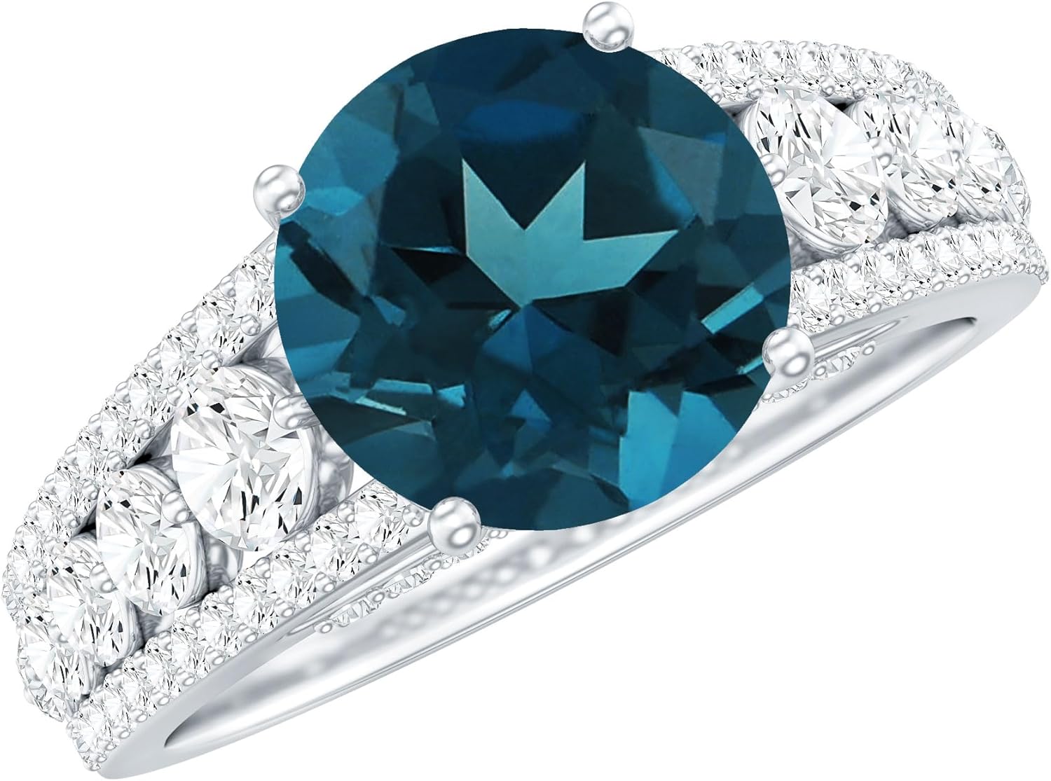 Natural 2 Carat London Blue Topaz Engagement Ring, AAA Quality, Blue Topaz Statement Ring - Mothers Day Gift