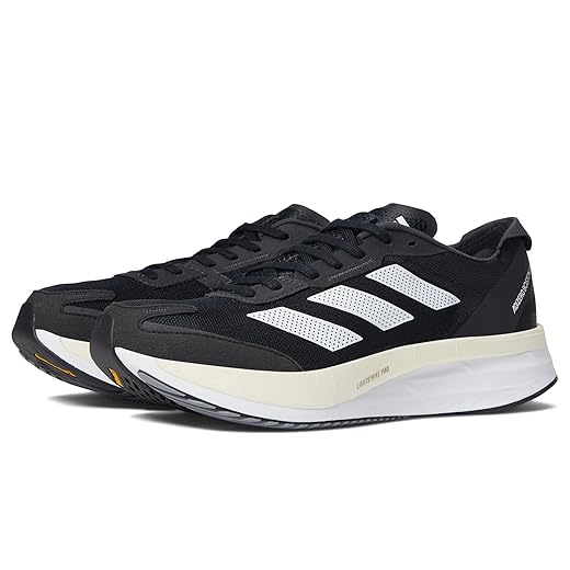 adidas Men's Adizero Boston 11 Sneaker, Black/White/Carbon, 12