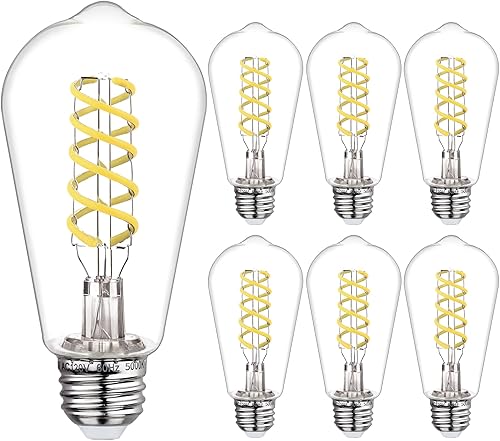 Miniatura 14 de 12 bombillas LED Edison vintage regulables, equivalente a 6 W, 60 vatios, blanco cálido 2700 K, bombilla de filamento LED en espiral flexible 2700K