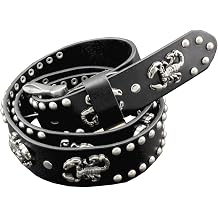 Heavy Metal Scorpion Rivets Biker Hip Hop Genuine Leather Belt Mens Waistband