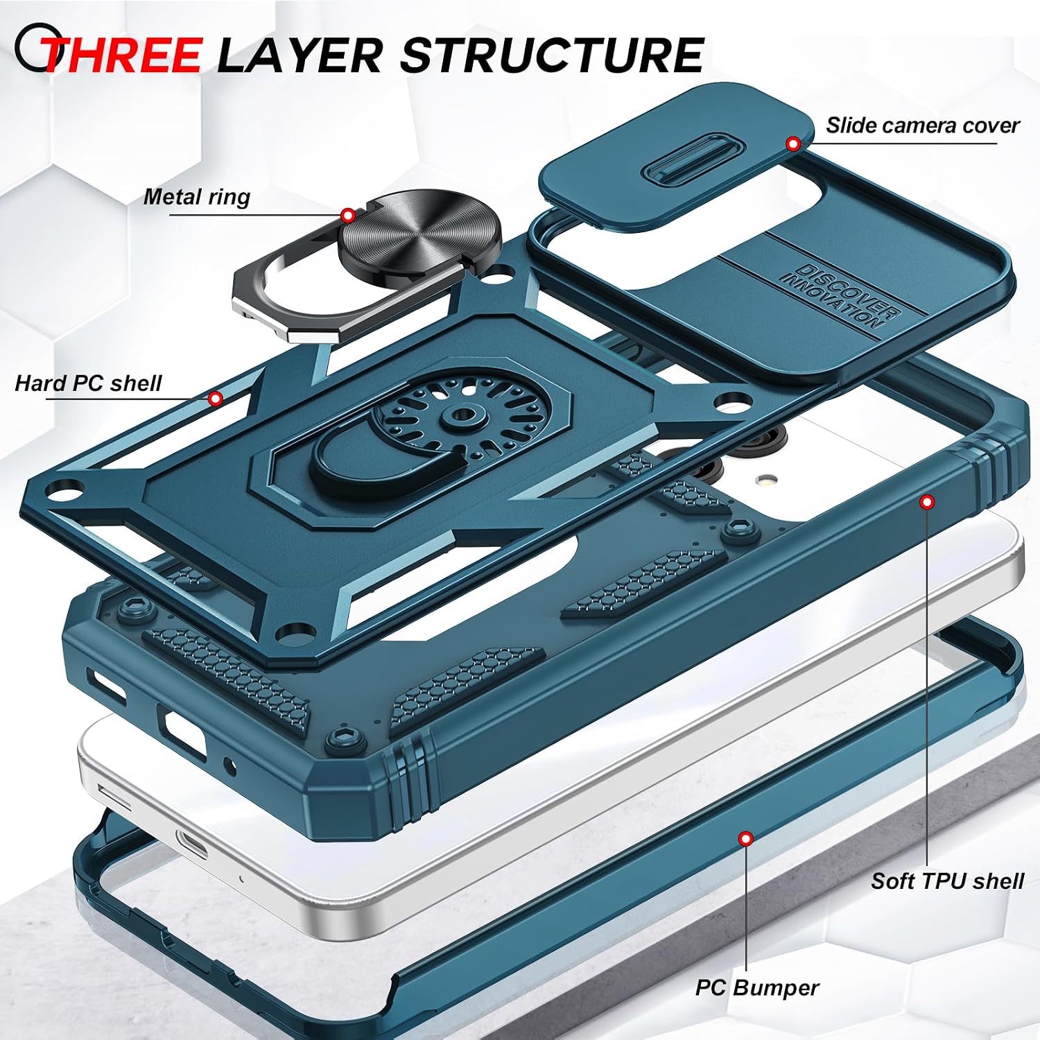 LeYi for Samsung Galaxy A17/A16-5G Case: Galaxy A17 5G Phone Case with 2 X Tempered Glass Screen Protector, Magnetic Kickstand, Cell Forro Protection de Galaxy A16 5G Phone Case Cute, Sea Blue image 4