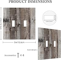 Vista 192 de Placa de pared dúplex de receptáculo de dispositivo de 1 gang de madera envejecida blanca gris con veta de tablón, cubierta de enchufe eléctrico