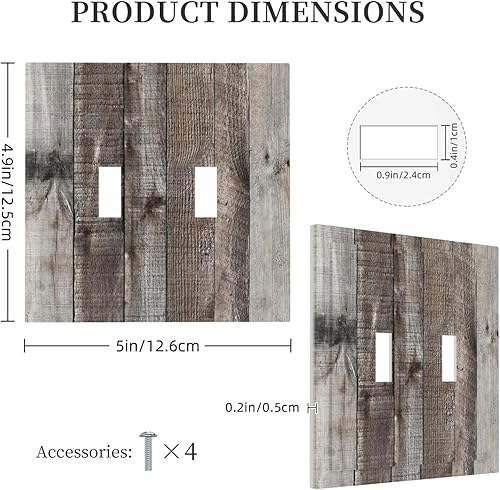 Miniatura 192 de Placa de pared dúplex de receptáculo de dispositivo de 1 gang de madera envejecida blanca gris con veta de tablón, cubierta de enchufe eléctrico de