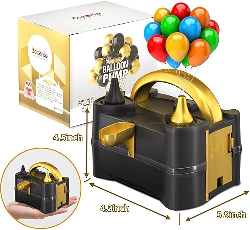 Miniatura 7 de Bezente Bomba eléctrica para globos, bomba de inflado de globos portátil, bomba de aire eléctrica para globos con doble boquilla, bomba eléctrica de