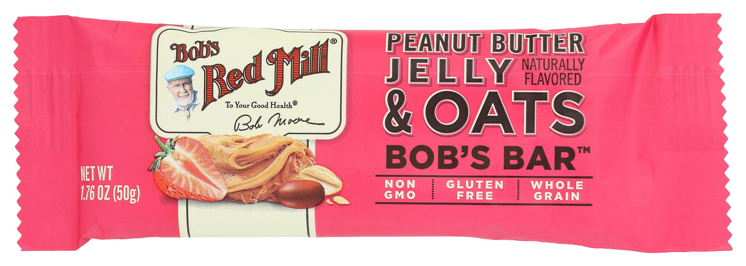 Bob's Red Mill Peanut Butter Jelly & Oats Snack Bar – 1.76 Ounce (Pack of 1) - Gluten Free, Non-GMO, Whole Grain