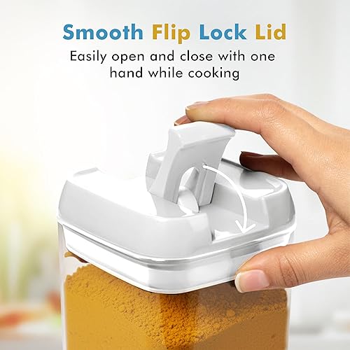 Miniatura 17 de Shazo 6 recipientes herméticos de almacenamiento de alimentos, recipientes de plástico transparente sin BPA para aperitivos y especias con tapas de