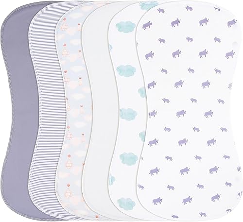 Miniatura 13 de Paños para eructar y baberos para bebé de 2 en 1 - Juego de 6 unidades, grandes, súper absorbentes, paños de algodón suaves para eructar para baba