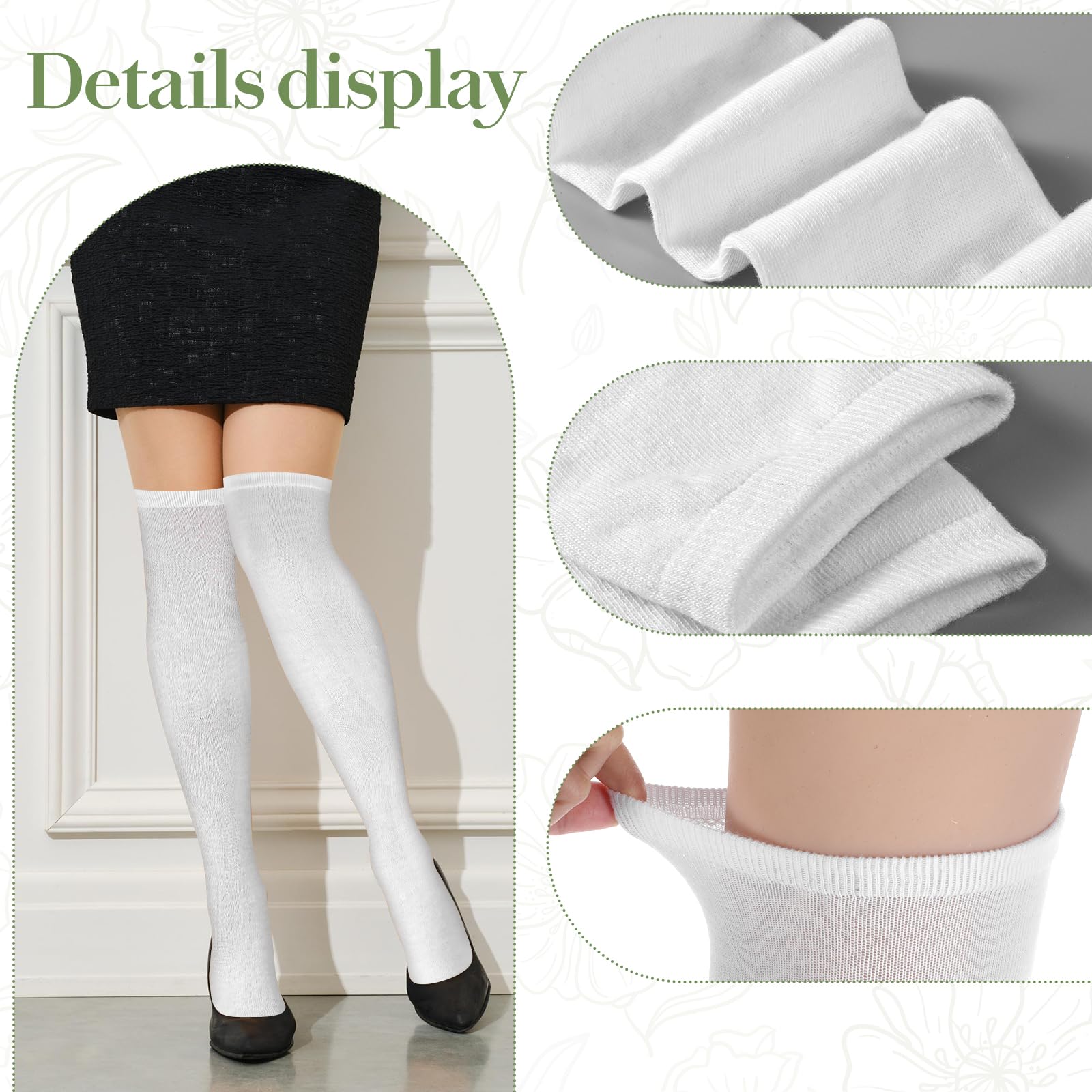 Styquenzer 1 paire de chaussettes hautes pour femme - Blanc - Chaussettes extra longues - Chaussettes hautes - En coton thermique