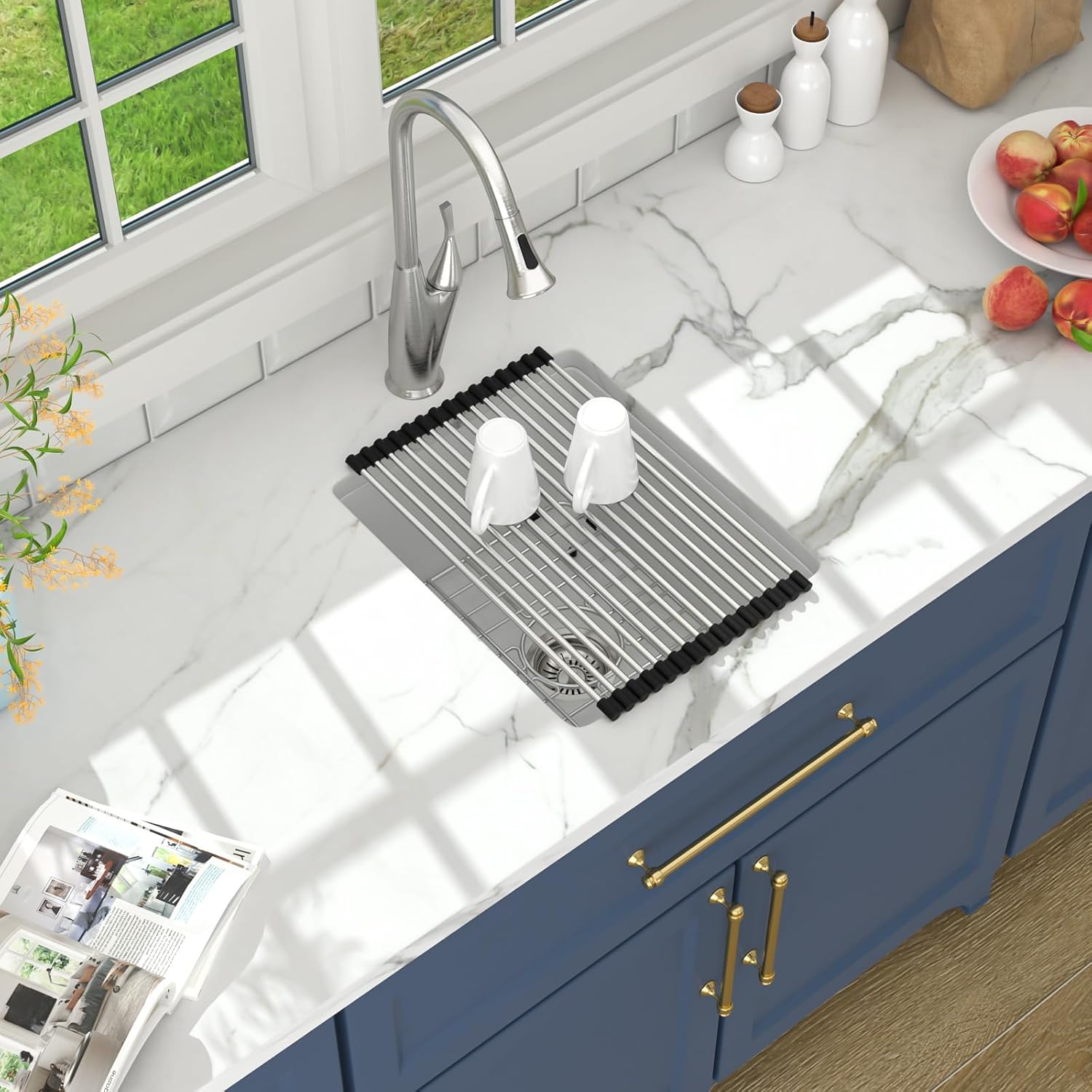 Lordear Granite Composite White Bar Sink 15 x 18 Inch Undermount Kitchen RV Sinks Small Quartz Bar Sink