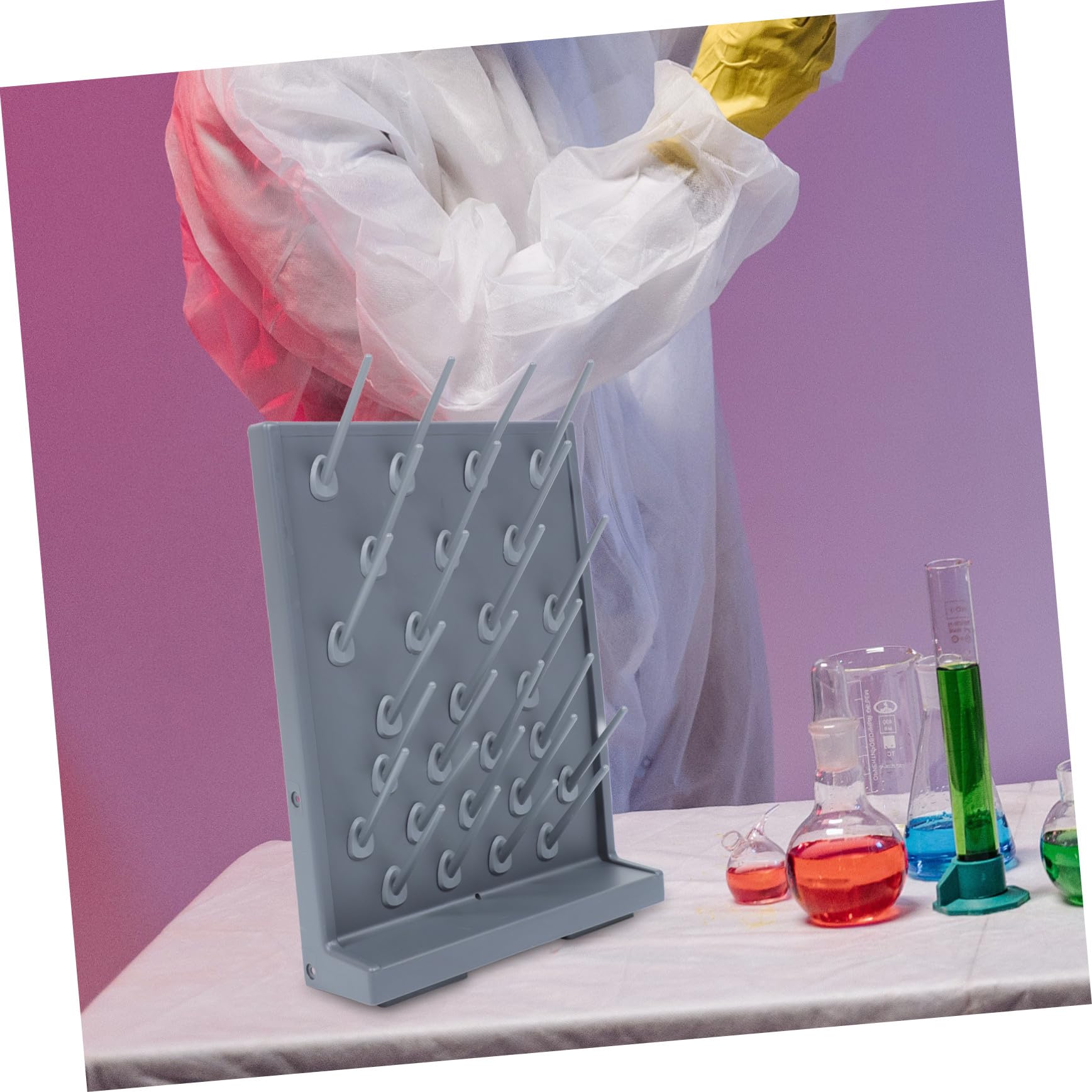 Cabilock Stendino da Laboratorio in Plastica PP 2 pezzi Portasciugatura per Provette con Supporti Rack Scolavetreria