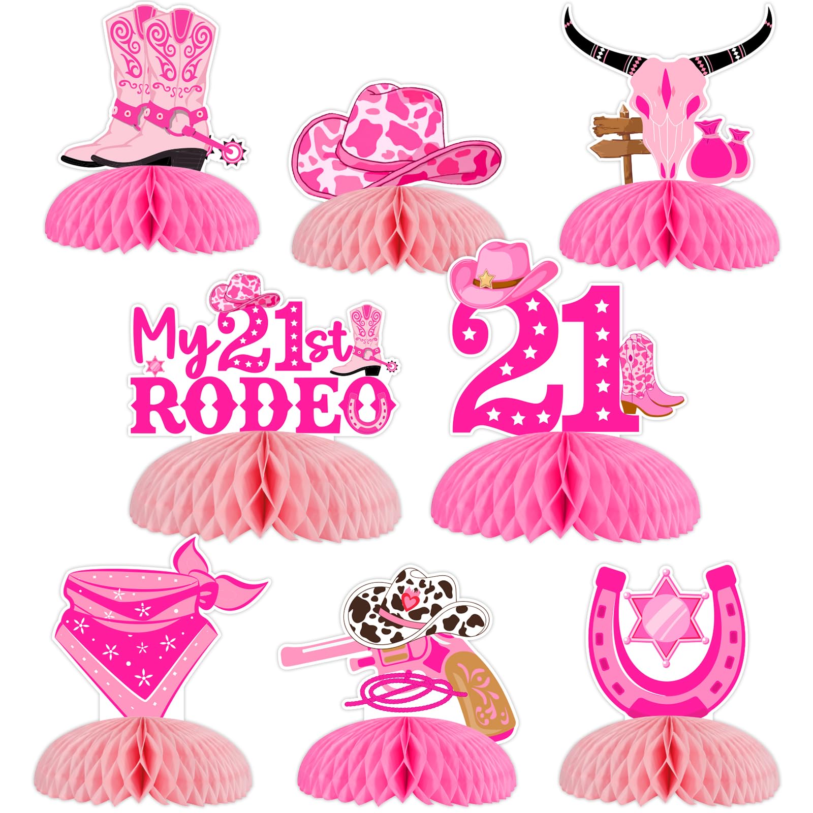 Décoration de Table Nid d'Abeille Western Cowgirl Fête 21ème Rodéo Rose