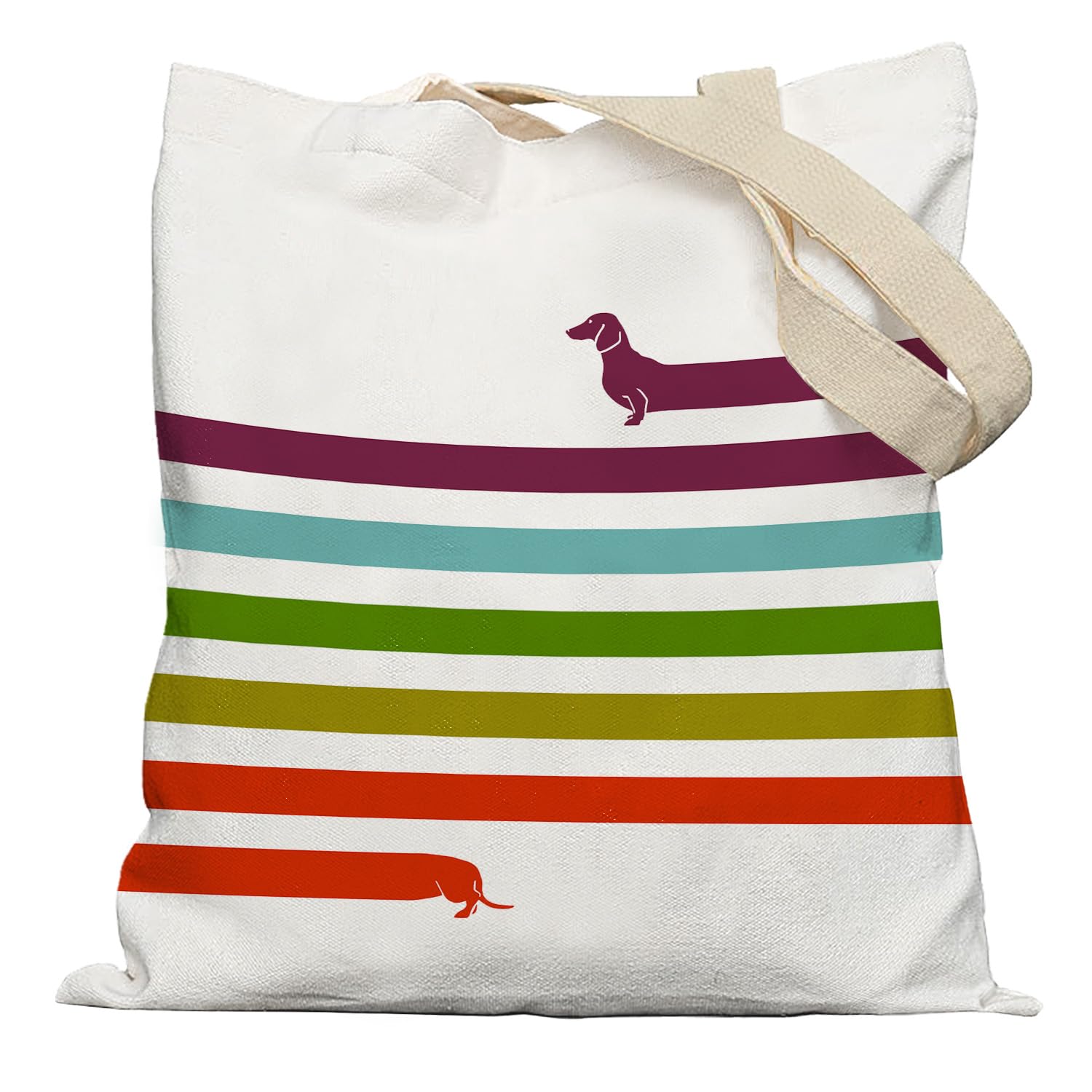 APJYM Funny Long Dachshund Canvas Tote Bag, Dachshund Gifts for Dachshund Lover Women, Reusable Grocery Shopping Bags