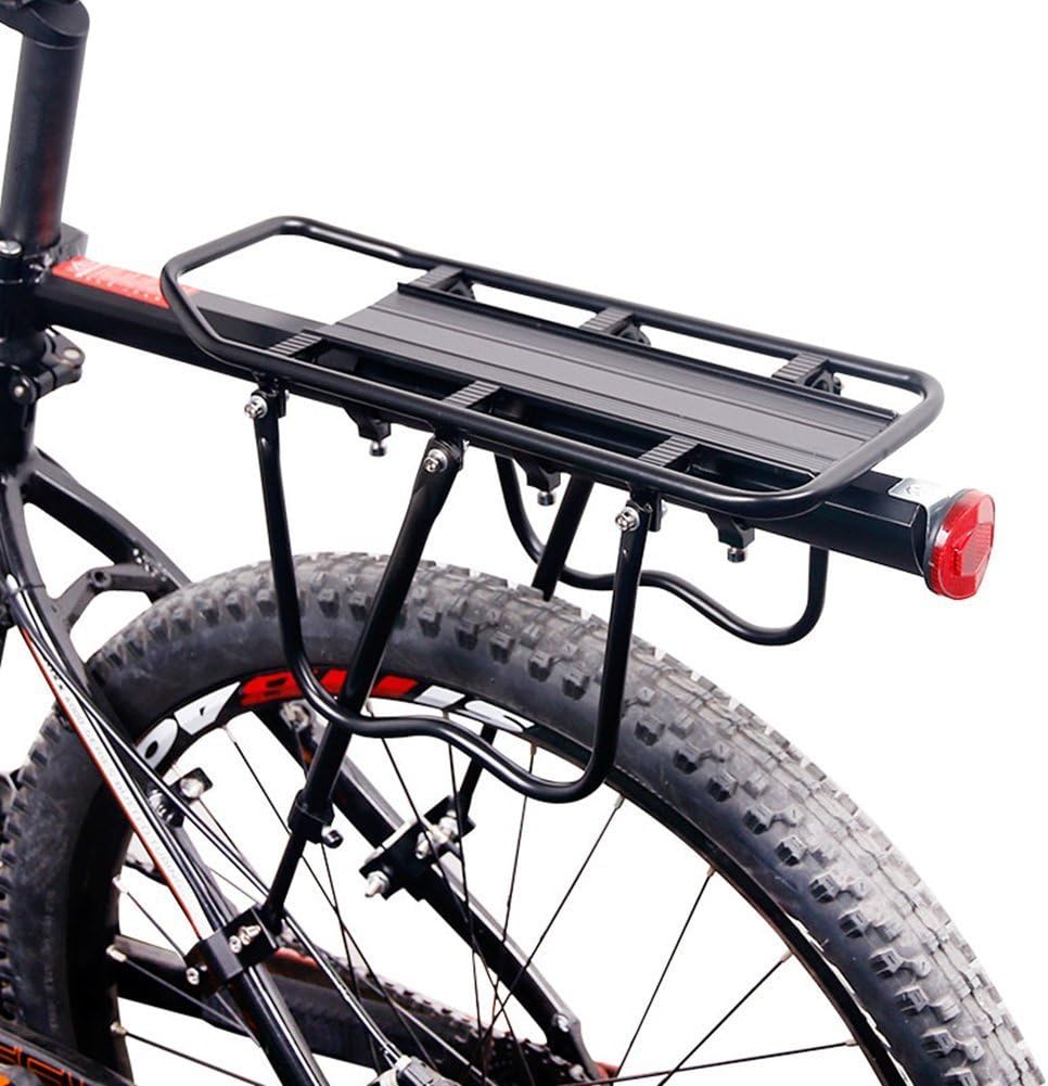 Bicycle Rear Racks,Adjustable Universal Aluminum Alloy 110lb Max Loading Capacity Luggage Carrier Rear Rack with Reflector Attachable for Mountain Bike,Trekking Bikes,Touring bicycle Black