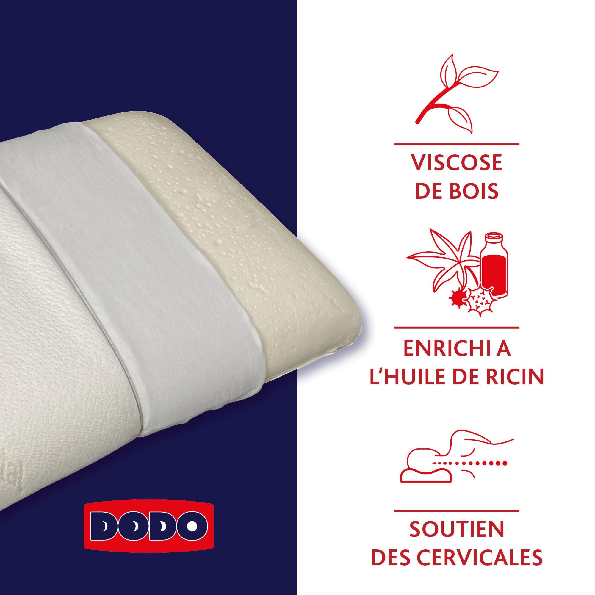 DODO | Oreiller Végétal à Mémoire de Forme 60x60 | Maintien des Cervicales | Taie déhoussable et Lavable à 40°c