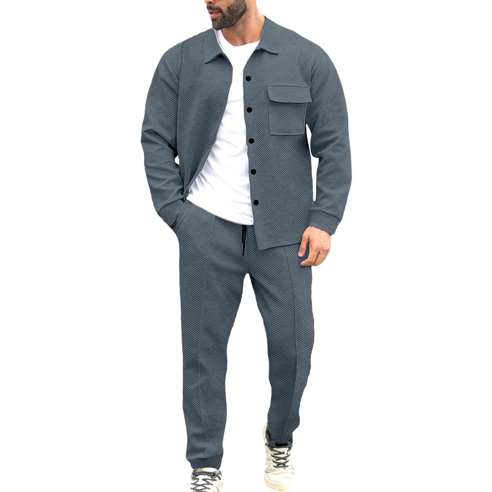 SurvêTement 2 PièCes Pour Homme Boutonnée Blouson et Pantalon Loisirs