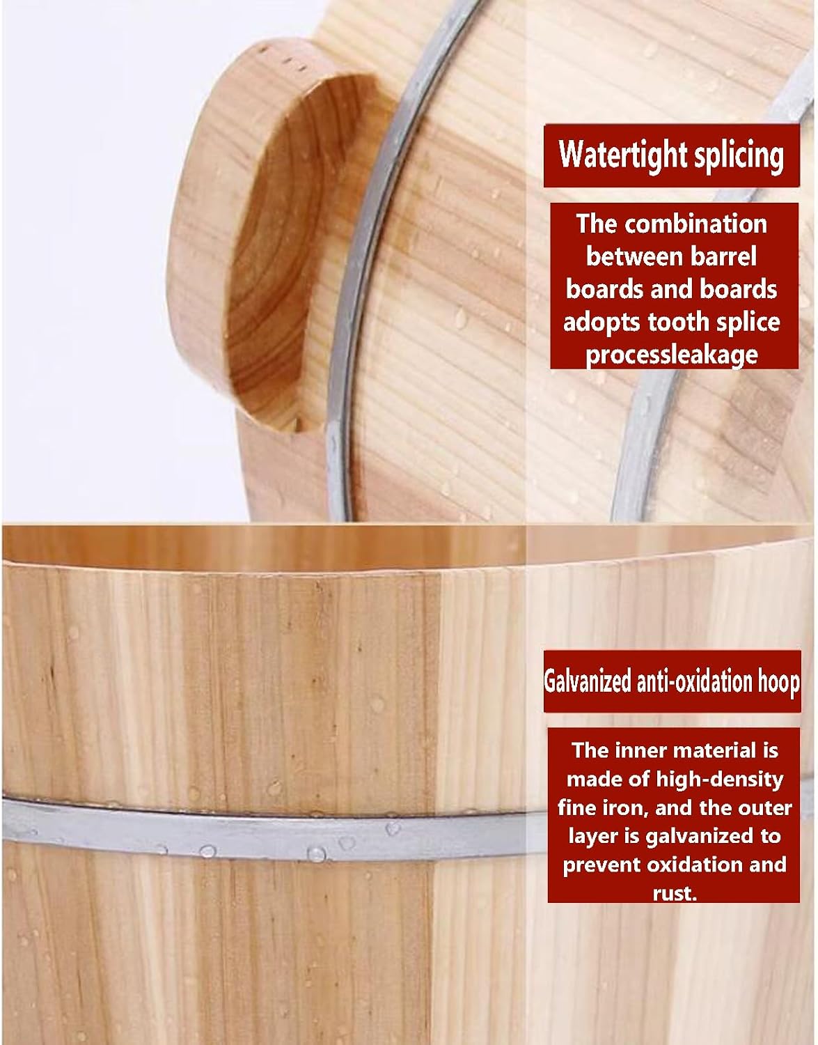 21cm Solid Cedar Wood Foot Basin Tub Bucket, with Massager and lid Solid Wood Handmade,Wooden Foot Basin Set, for Foot Bath, Massage, Spa, Sauna, Soak (Color : 3, Size : Height 21cm)