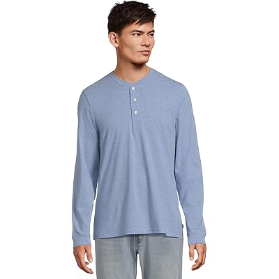 Мужская рубашка L.L.Bean Performance Pima Henley Long Sleeve blue tide heather