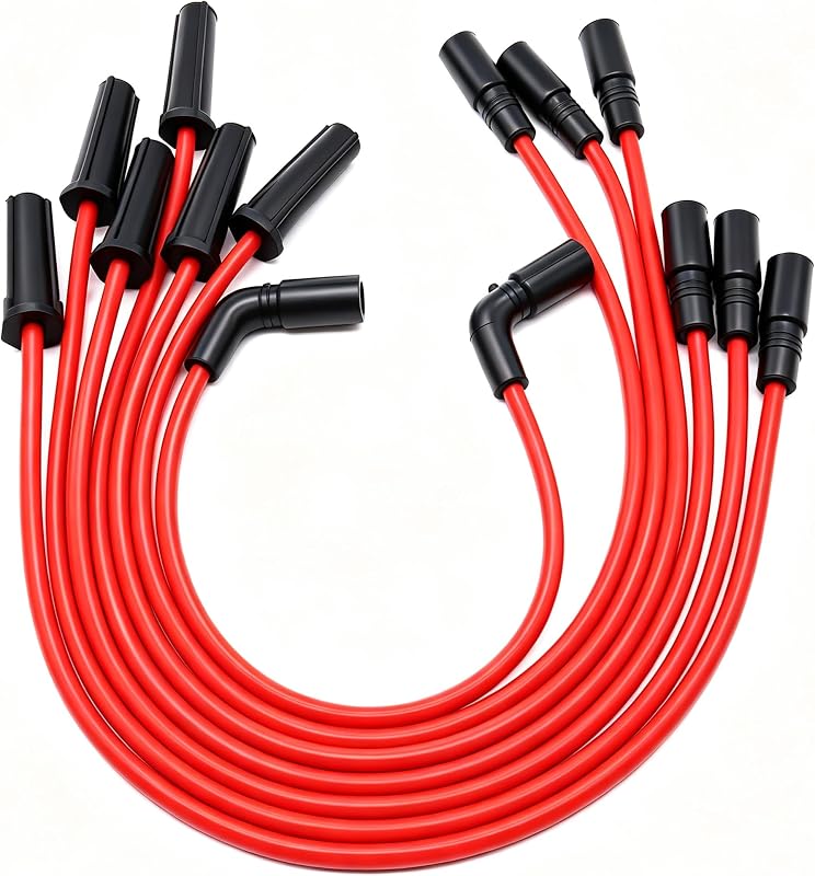 Cabos de vela de ignição OXCANO em silicone 8 mm para Chevrolet Silverado e GMC Sierra 1500 4.3L V6 – 7 unidades