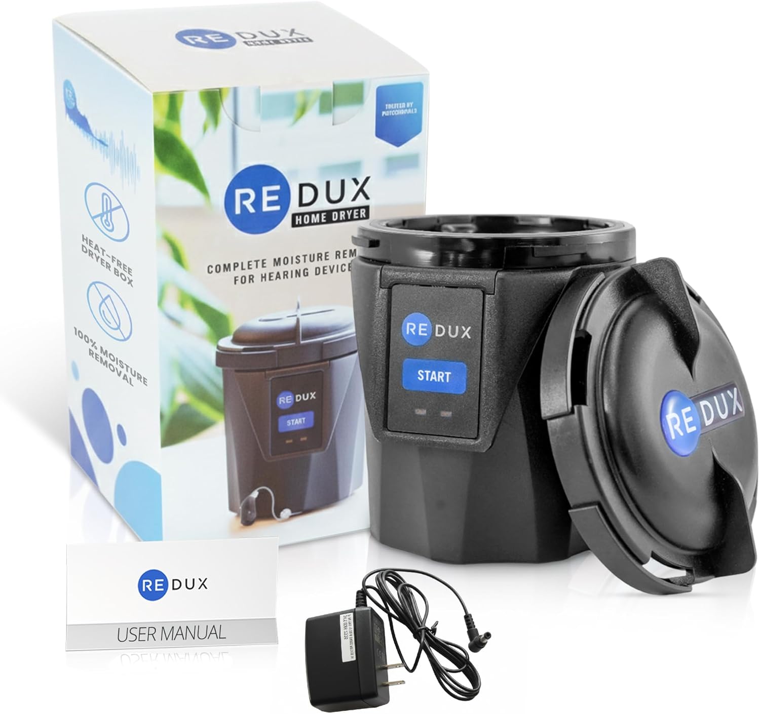 Home Hearing Aid Dryer and Dehumidifier - Hearing Aid Dehumidifier with Self Recharging Desiccant & App Connectivity, Safe for Rechargeable Hearing Aids and AirPods, No Refills, 100% Moisture Removal