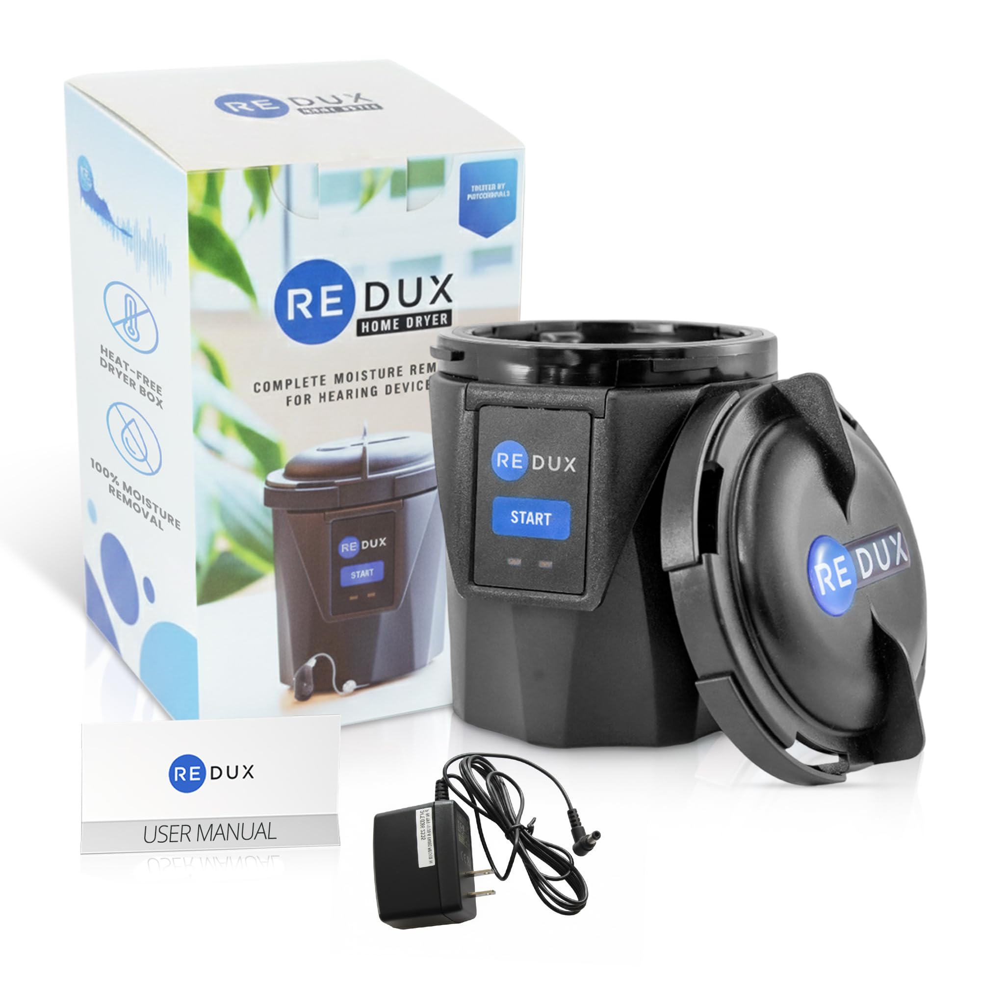 Home Hearing Aid Dryer and Dehumidifier - Hearing Aid Dehumidifier with Self Recharging Desiccant & App Connectivity, Safe for Rechargeable Hearing Aids and AirPods, No Refills, 100% Moisture Removal