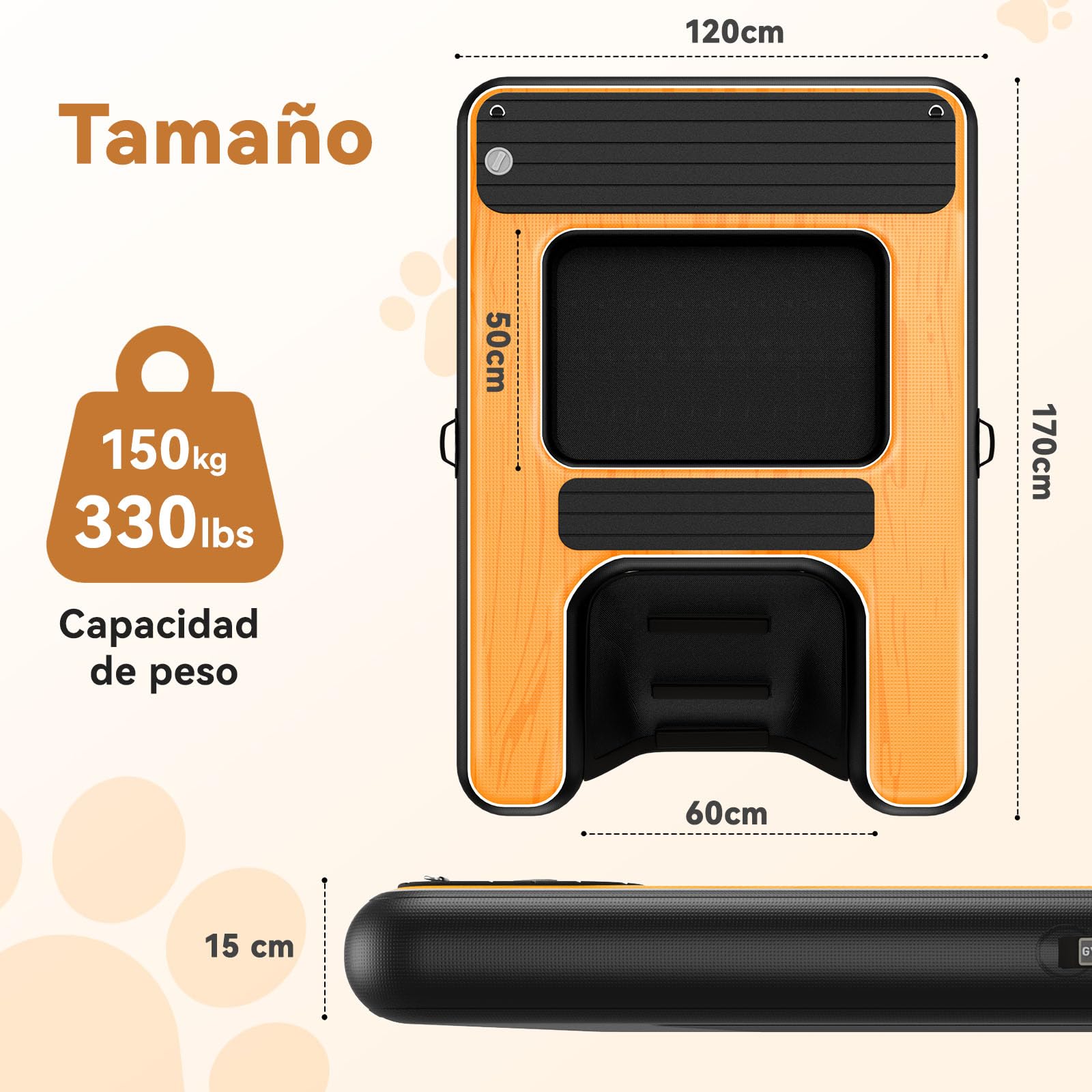 Rampa de Agua Hinchable para Perros 170 x 120 cm, Capacidad hasta 150 kg, Ideal para Muelles, Piscinas y Barcos