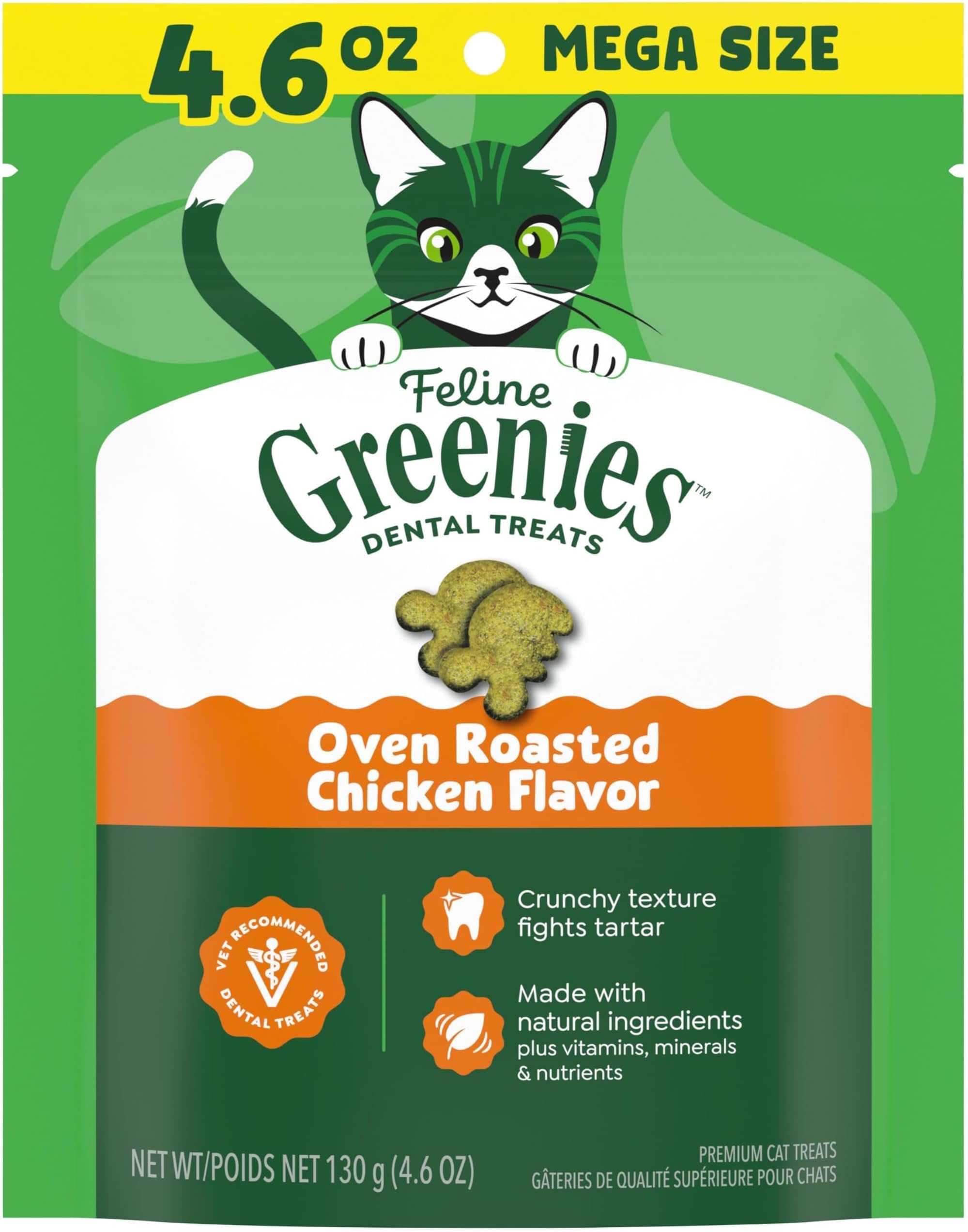 Greenies Feline Dental Cat Treats Oven Roasted Chicken Flavor 4.6-Ounce