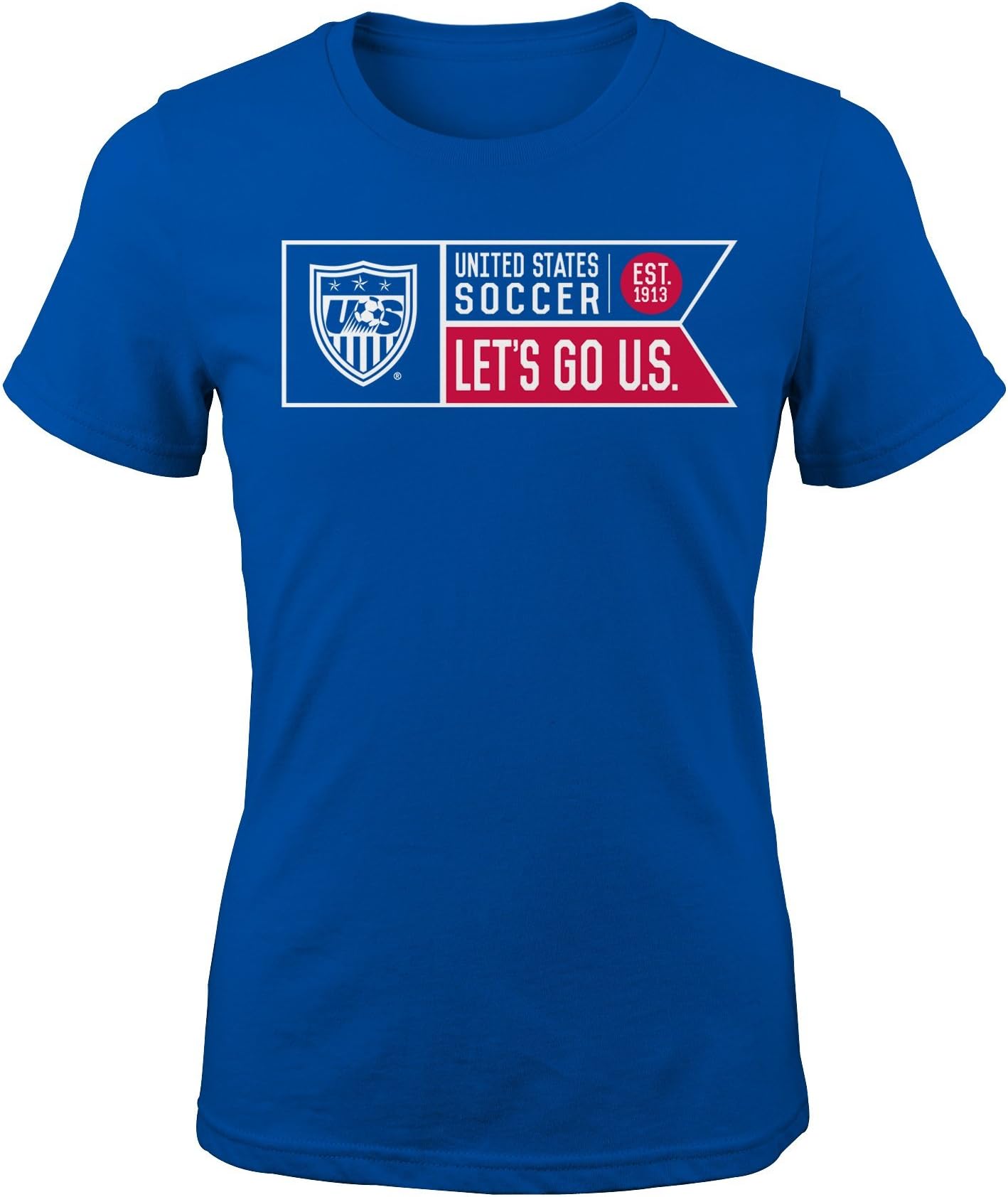 World Cup Soccer United States Girls Banner Short Sleeve Tee, Large (14), Royal