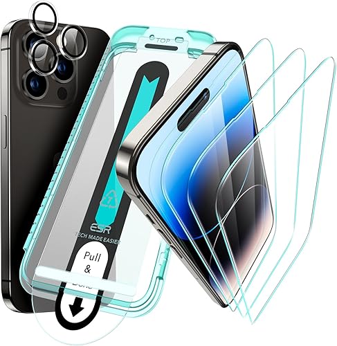 Miniatura 32 de ESR Paquete de 3 protectores de pantalla de privacidad para iPhone 15 Pro, protector de pantalla de privacidad de vidrio templado antiespía, bordes