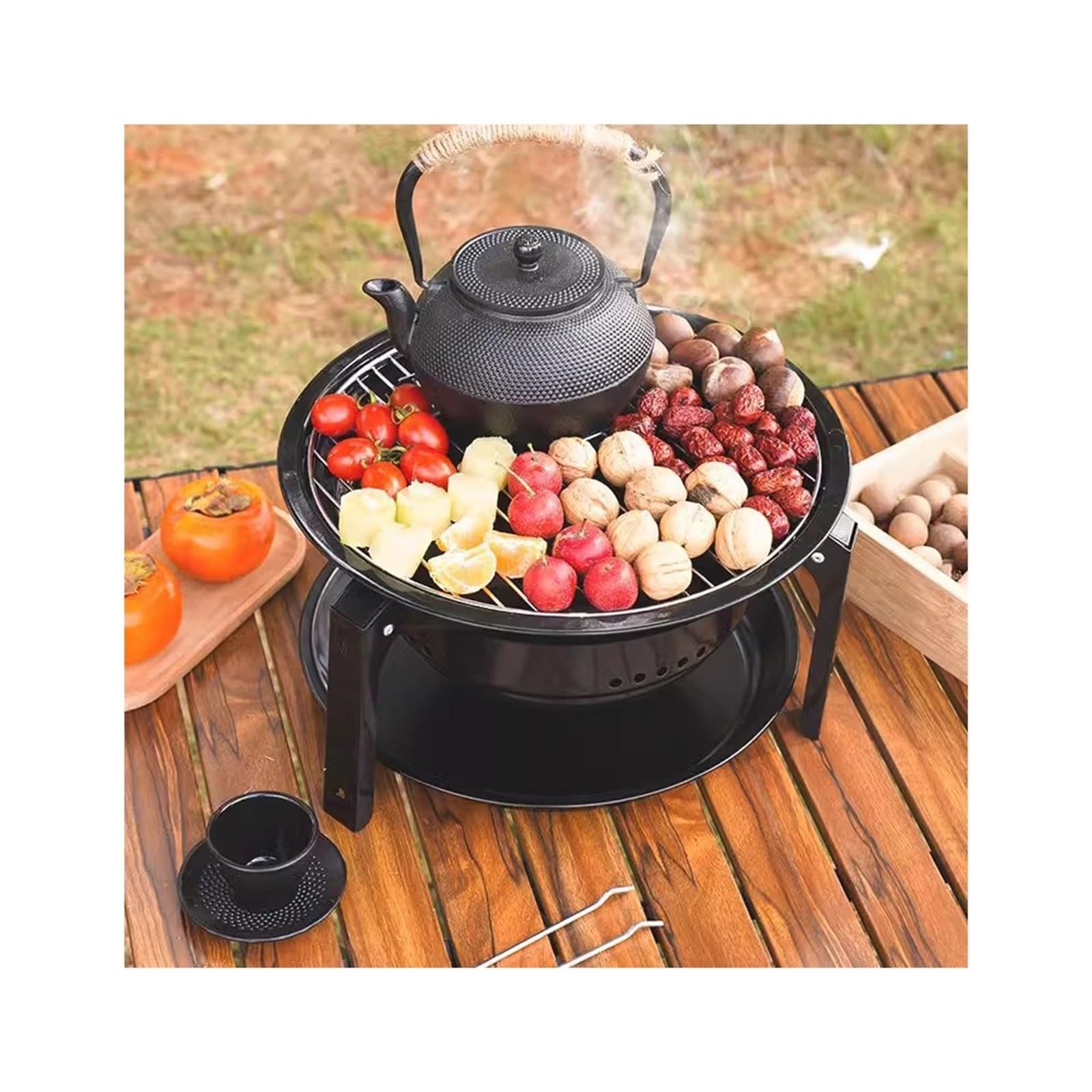 Grill BBQ Piec do grillowania na świeżym powietrzu przenośny dom kempingowy dziedziniec składana rama grilla otaczająca piec kuchenka gotowania herbaty