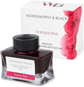Wordsworth & Black Fountain Pen Ink Bottle, 50ml, Pink, Smooth | For Calligraphy, Drawing Journaling, Vivid Saturated Colour, Quick-Drying, Water-Based, Non-Toxic, No Smudge, Vegan
