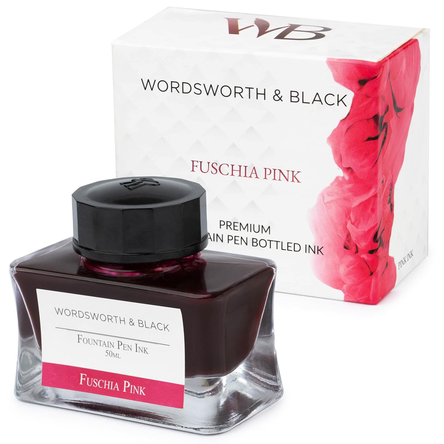 Wordsworth and Black Fountain Pen Ink Bottle (50 ml) Premium Luxury Edition, [Fuschia Pink] Fountain Pens Bottled Ink; Classic Designed Bottle Smooth Flow 50 ml