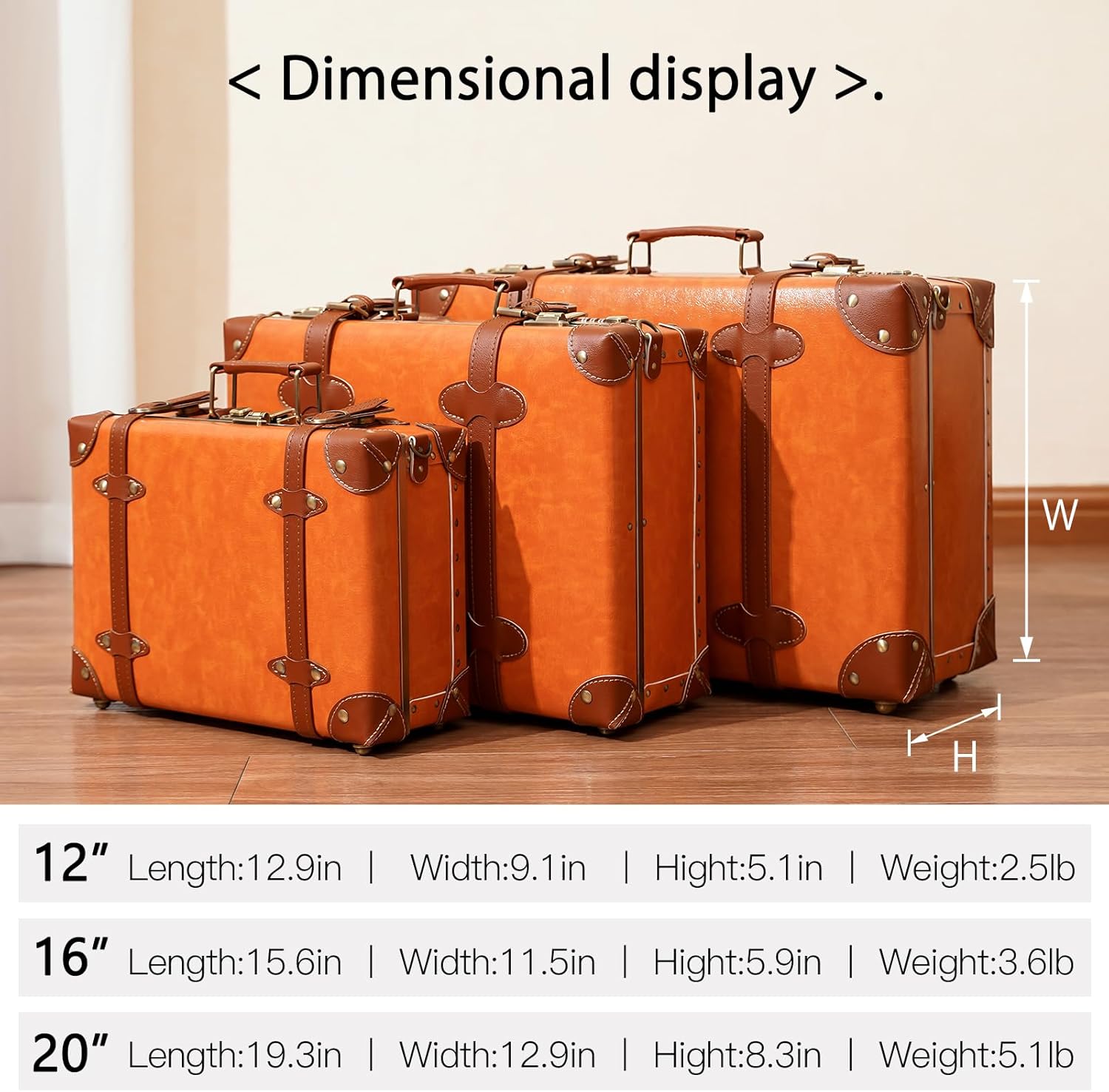 urecity Vintage and Cute Carry-on Overnight Case Non-wheeled Mini Leather Trunk Suitcase with Shoulder Strap