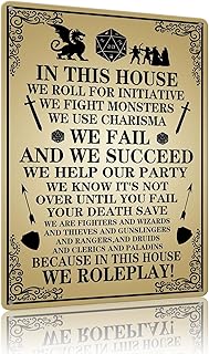 Dungeons And Dragons Sign Dragon Wall Art Dungeons And Dragons Movie Poster Dungeons And Dragons Gifts For Men In This House We Roll For Initiative We Roleplay Retro Metal Tin Sign Dungeons And Dragons Decor Star Trek Posters Gamer Door Signs 16x12 Inch