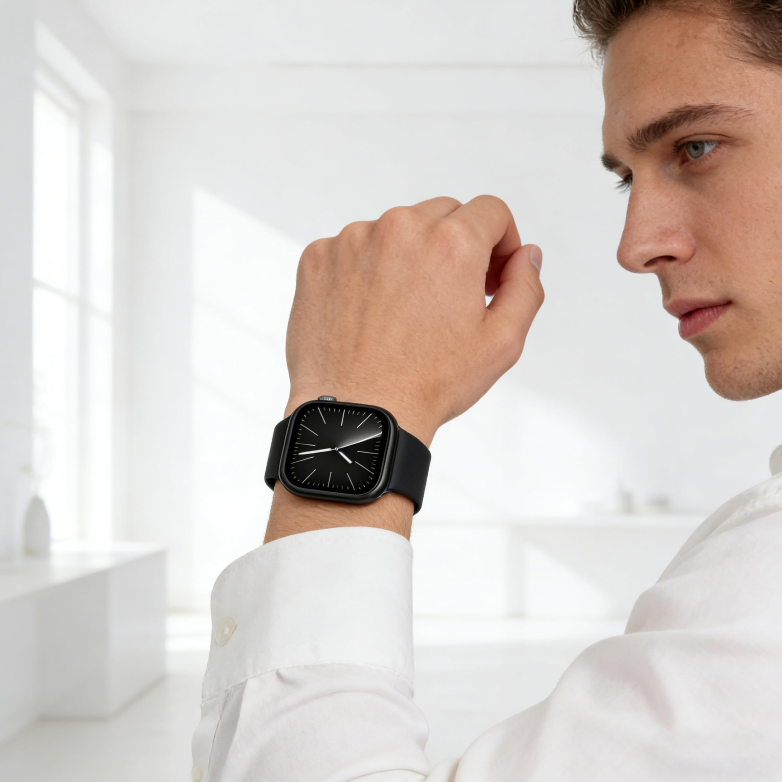 2 in 1 Metall Hülle für Apple Watch Series 11/10 46mm, Rundumschutz mit Metallrückseite,Mit eingebauter gehärteter Glass Schutzfolie für iwatch 46mm, Schwarz