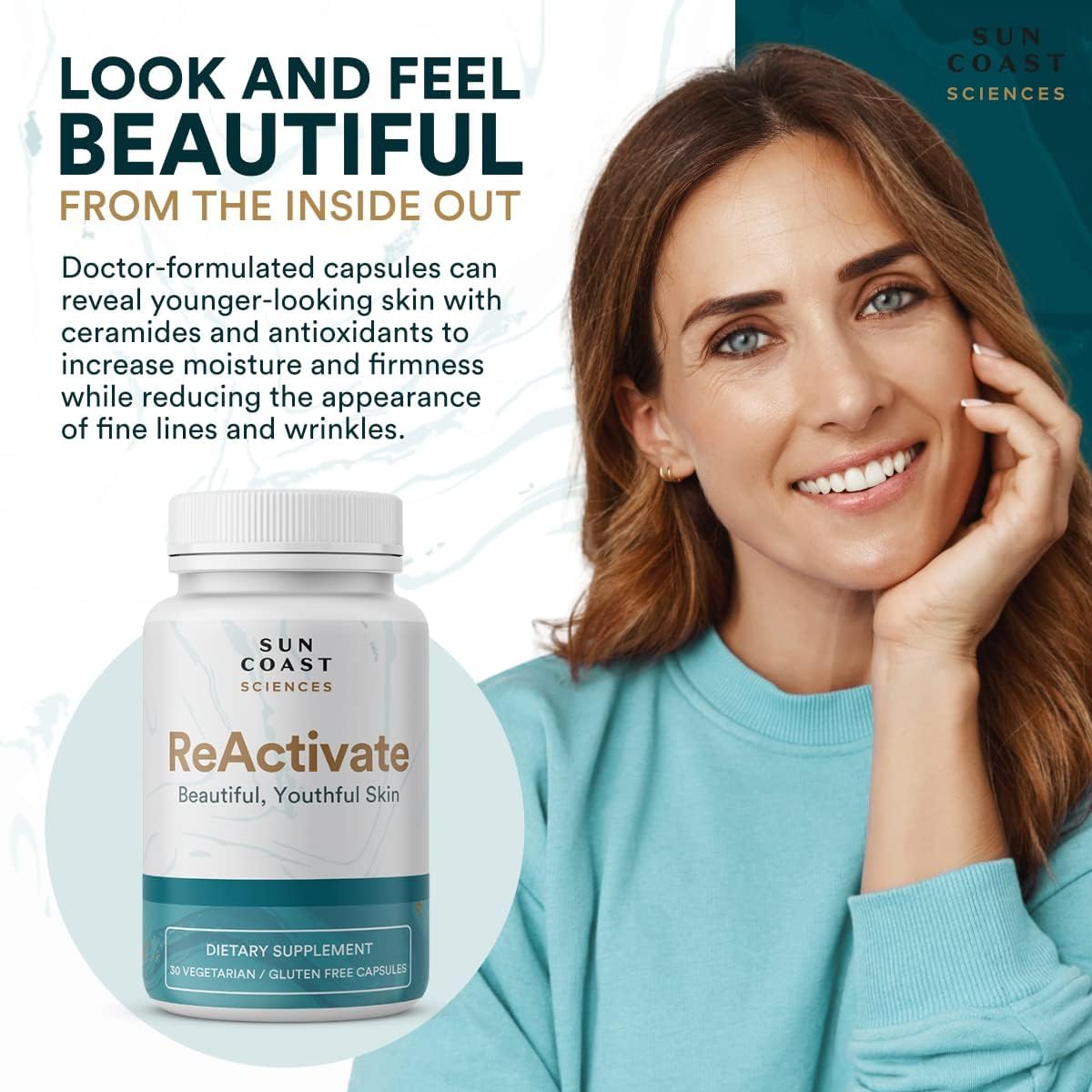 Sun Coast Sciences - ReActivate Your Skin’s Beauty from Within, with Dr. Rosenberg’s Special Skin Health Formula - 30 Count (Pack of 3)