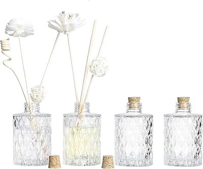 Amazon.com: Diffuser Glass Bottles Decorative Bottles Vases Set of 4 ...